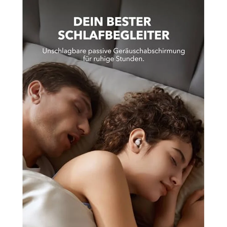 soundcore Sleep A20 Schlaf-Earbuds von Anker, Geräuschblockierung, Seitenschläfer, 80h Wiedergabe, Streaming-Inhalte via Bluetooth 5.3, Schlaf-Analyse, personalisierbare Weckfunktion – Bild 2