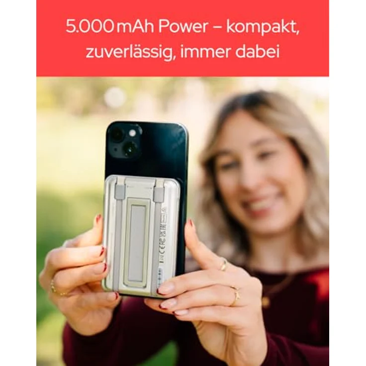 Verbatim Charge 'n' Go 2C, Powerbank mit 5000mAh, kabelloses Laden, 20W, Silber – Bild 9
