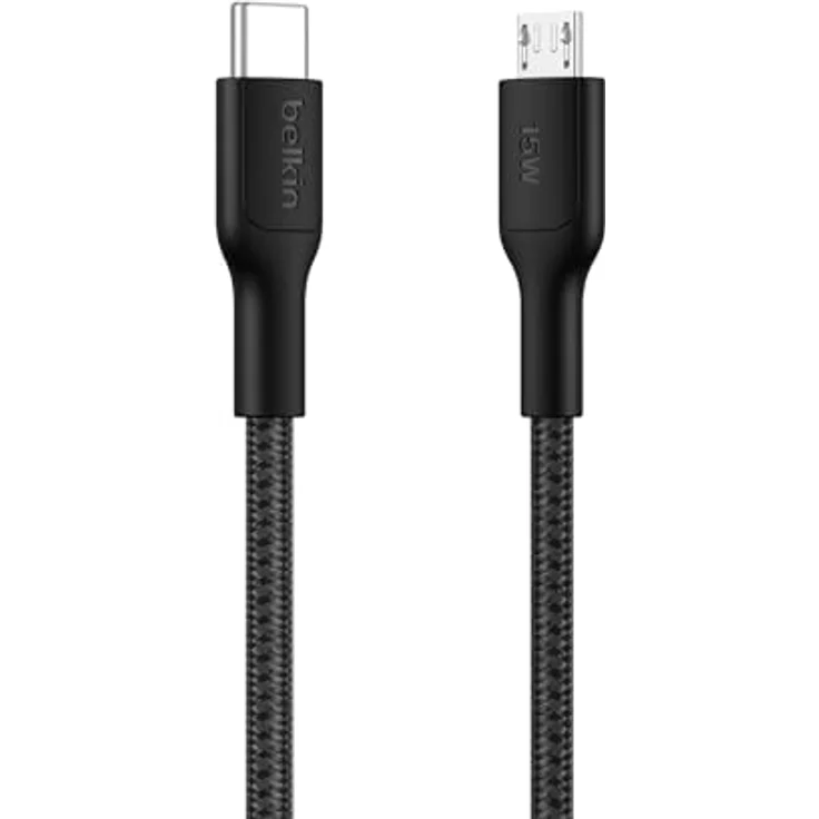 Belkin CAB026hq1M, geflochtenes USB-C auf Micro-USB-Kabel, 1 m, bis zu 15 W Ladeleistung, universelle Kompatibilität – Bild 2