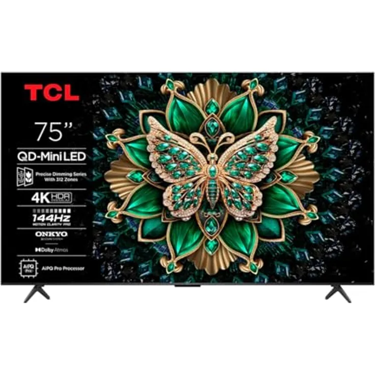 TCL 75C6K, 75 Zoll Mini LED UltraHD 4K Fernseher mit Onkyo-Sound und Google TV