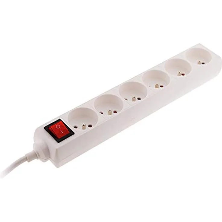 Bloc 6 Prises 16A avec interrupteur Blanc