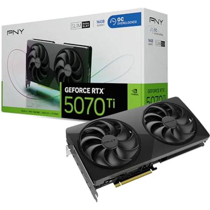 PNY GeForce RTX 5070 Ti Slim OC, Next-Gen-Grafikkarte mit 16.384 MB, 3x DisplayPort, 1x HDMI 2.1 – Bild 1