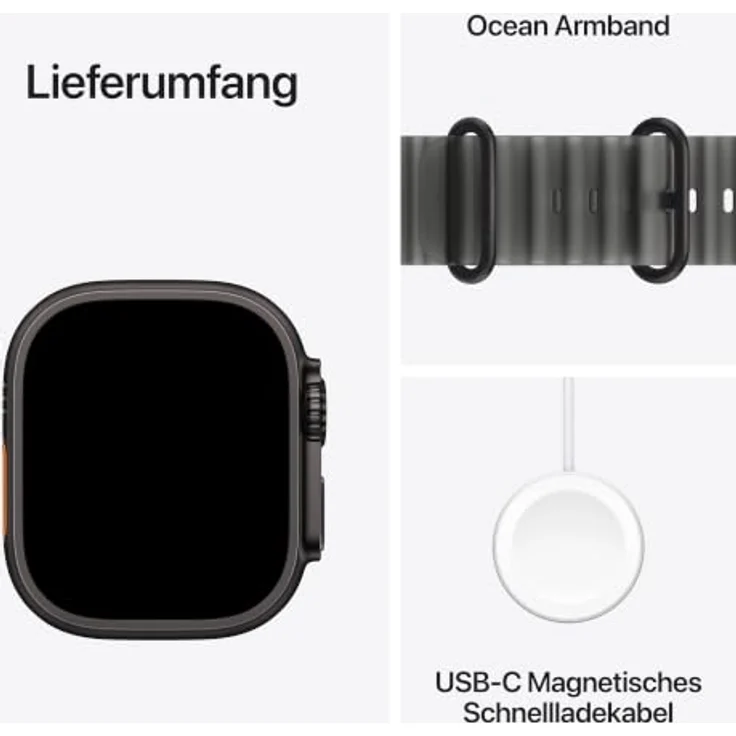 Apple Watch Ultra 4 Cellular 49mm, Schwarz Titan Case, Haltransparente Schwarz Ocean Band, S11 Chip, Präzises Dual-Frequenz GPS, Unfall- und Sturzerkennung – Bild 7