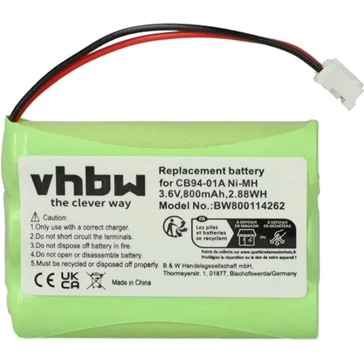 vhbw Akku kompatibel mit Motorola MBP668, MBP853 Babyphone, 800 mAh, 3,6 V, NiMH, wiederaufladbar – Bild 3