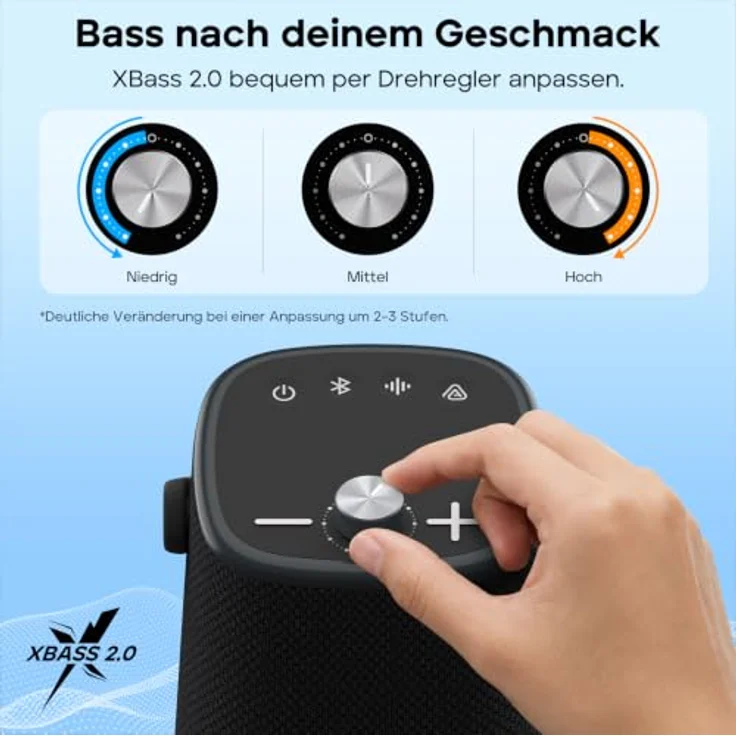 Tribit StormBox Max Tragbarer Bluetooth Lautsprecher, 60 W, 360°-Klang, IP68-Wasserdicht, XBass 2.0, Bluetooth 6.0, 20 Stunden Akkulaufzeit, TWS-Kopplung für Outdoor-Aktivitäten, schwarz – Bild 4