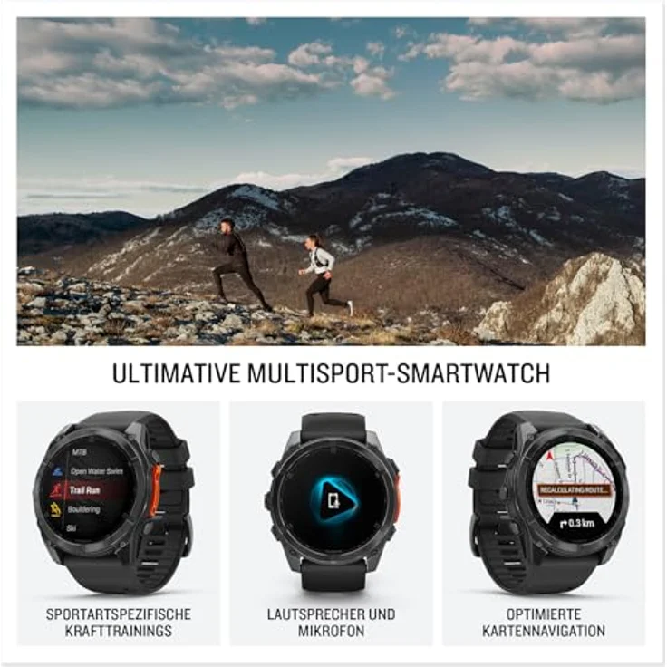 Garmin fēnix 8 47mm, Multisport-Smartwatch mit AMOLED Display, Taschenlampe, Topo-Karten, Telefonie, Music Pay – Bild 2