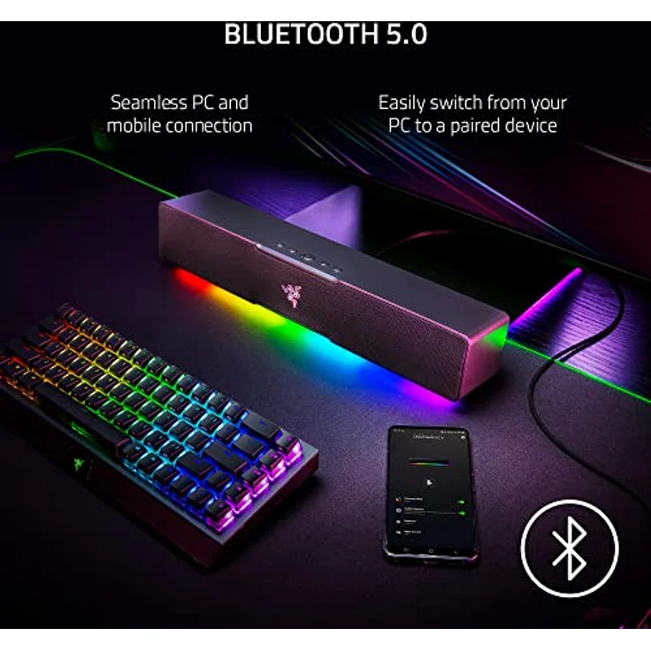 Razer Leviathan V2 X - PC-Gaming-Soundbar (PC-Soundbar mit Full-Range-Treibern, Kompaktes Format, Stromversorgung und Audio per USB Typ C, Bluetooth 5.0, Razer Chroma RGB) Schwarz – Bild 5