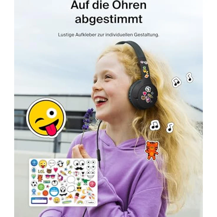 Belkin SoundForm On-Ear Kopfhörer für Kinder, kabelgebunden, schwarz, Modell AUD010hqBK – Bild 8