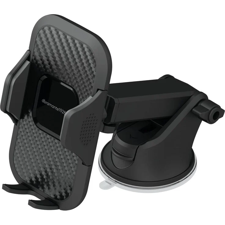 dbramante1928 re-charge Car Holder Suction, Smartphone Halterung mit 360° Teleskoparm, Schwarz aus 100 % recyceltem Kunststoff