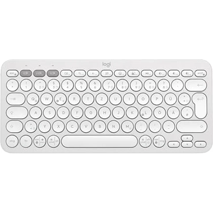 Logitech Pebble Keys 2 K380s, kabellose Multi-Device Bluetooth-Tastatur mit anpassbaren Sondertasten, schlank und mobil, Easy-Switch - Windows, macOS, iPadOS, Android, ChromeOS, Deutsches QWERTZ,Weiß – Bild 1