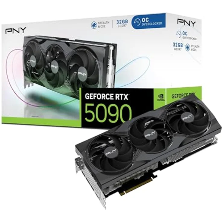 PNY GeForce RTX™ 5090, 32GB OC Triple Fan Grafikkarte mit DLSS 4 und 2527 MHz Boost-Takt – Bild 1