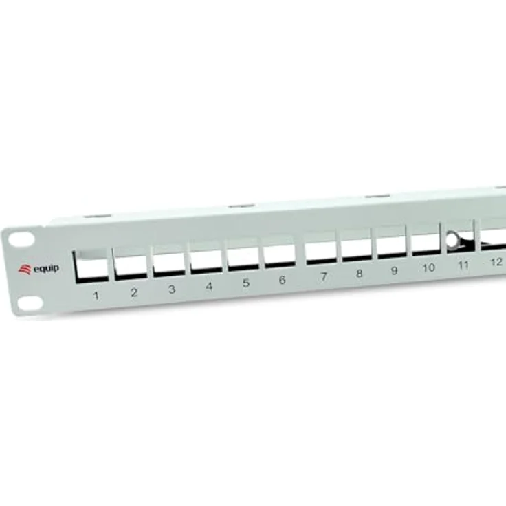 Equip 769326 24-Port Keystone geschirmtes Patchpanel, 19" 1HE, lichtgrau, robuster Stahl, inklusive Haltestange – Bild 3