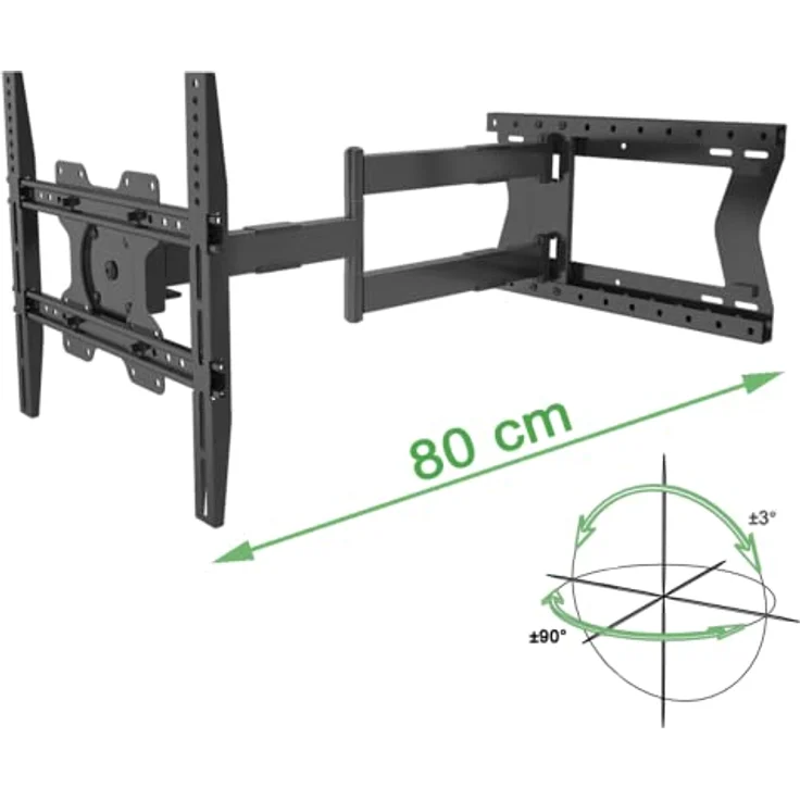 XTRARM TiTon Turn 80 cm TV Wandhalterung, drehen, schwenken, TV bis 60kg, VESA max.400x400mm – Bild 2