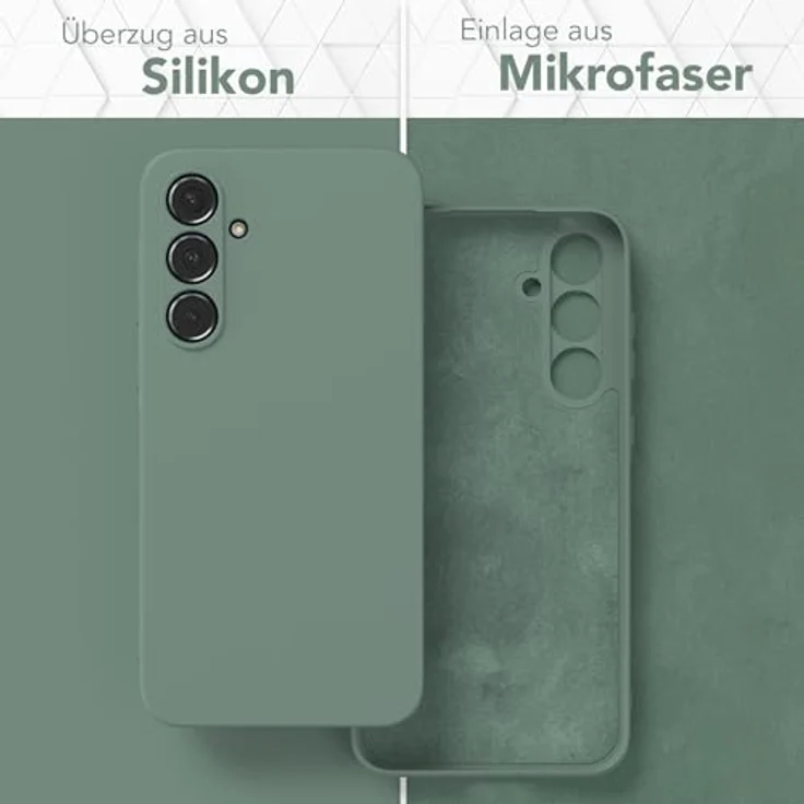 EAZY CASE Silikonhülle für Samsung Galaxy A55, stoßfeste TPU Schutzhülle in Dunkelgrün mit Kameraschutz, dünnes Design, kompatibel mit kabellosem Laden – Bild 3