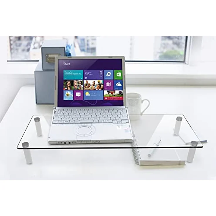 DIGITUS Universal Monitor-Erhöhung aus Glas - Bildschirm-Ständer - Traglast 20 kg - Rutschhemmend - Füße in Weiß – Bild 5