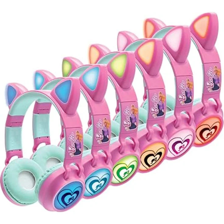 Lexibook Barbie HPBTKTBB, 2-in-1 kabellose Kopfhörer mit Katzenohren, Stereosound, Bluetooth 5.3, faltbar, verstellbar, Pink – Bild 2