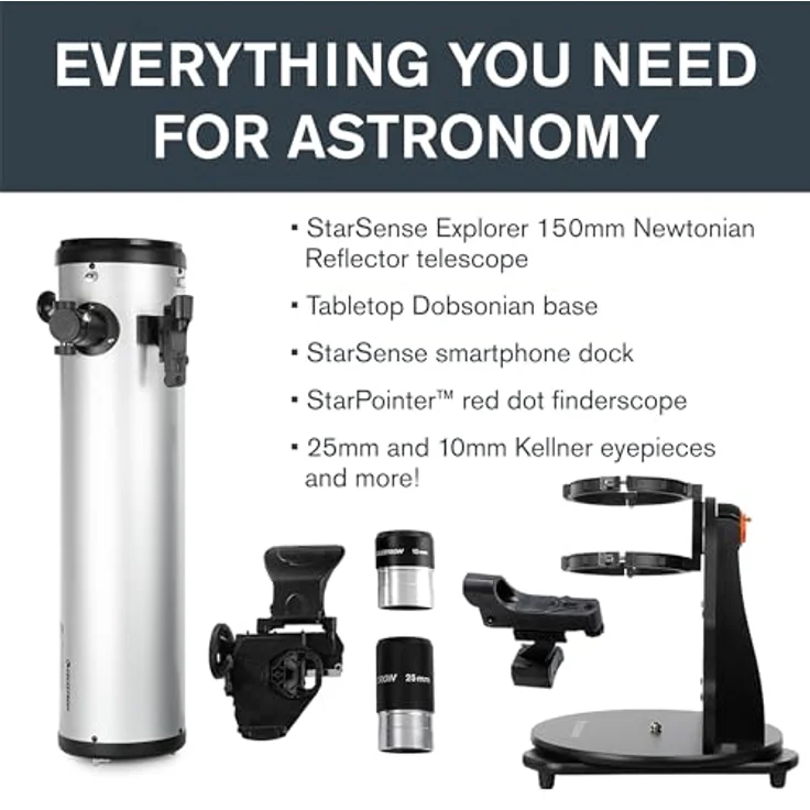 Celestron 22482 StarSense Explorer 150 mm Dobson-Tischteleskop, Smartphone-App-fähig mit StarSense-App - Planeten, Nebel und mehr finden - iPhone/Android kompatibel – Bild 5