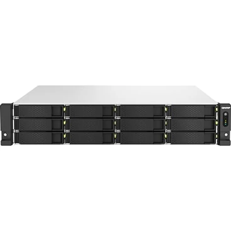 QNAP TS-h1887XU-RP-E2336-32G Intel Xeon E-2336 6 Cores/12 Threads 32GB ECC DDR4 2x16 18-Bay 2U rackm (0 TB), NAS, Schwarz