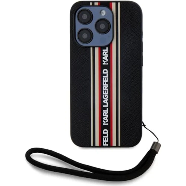 CG MOBILE Saffiano Athleisure Stripes Cord für iPhone 15 Pro Max, Hardcase aus TPU/PC/Öko-Leder, Schwarz – Bild 2