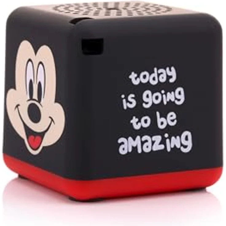 Bitty Boomers Disney Mickey Maus Mini Bluetooth-Lautsprecher im Würfelformat - Kompakter Sound in stylischem Design, ideal für unterwegs, schwarz – Bild 6