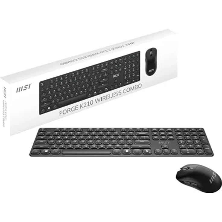 MSI FORGE K210 Combo W, Kabellose Tastatur und Maus mit Scissor-Switches, 2,4-GHz-Funkverbindung, 1600 DPI, Aufladbar, Schwarz – Bild 2