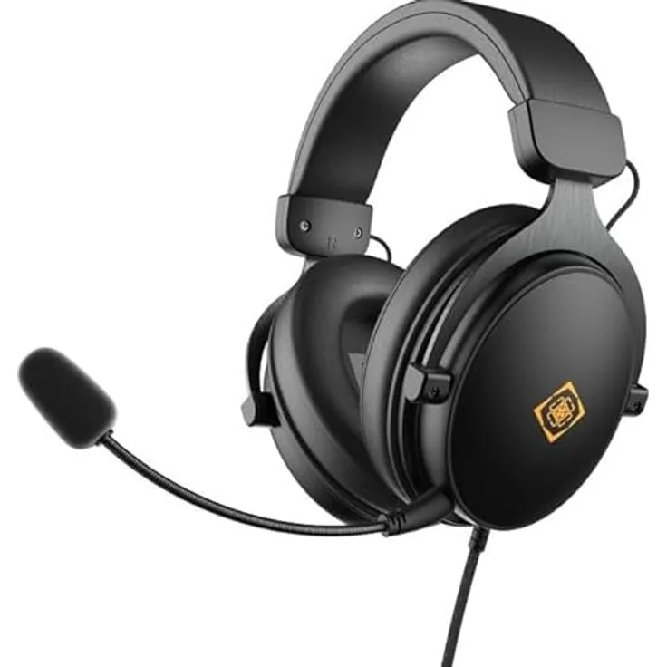 DELTACO Gaming Headset, Proteinleder Ohrpolster, 3,5-mm Anschluss, klarer Klang, schwarz