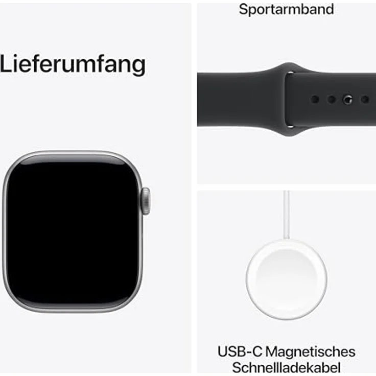 Apple Watch Series 11 GPS, 42 mm, Aluminiumgehäuse Grau, Sportarmband Schwarz - S/M – Bild 6