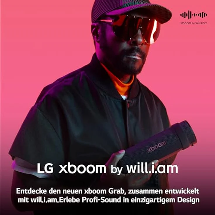 LG xboom Grab by will.i.am, tragbarer Bluetooth-Lautsprecher mit Signature Sound, IP67, bis zu 20 Std. Akkulaufzeit, Schwarz [Modelljahr: 2025] – Bild 3