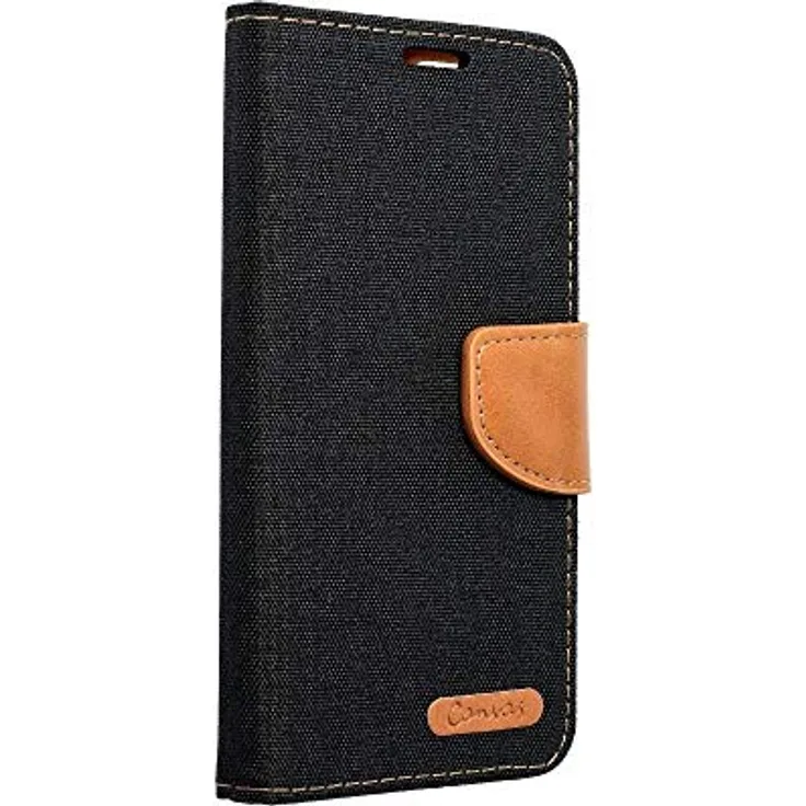 cofi1453 Canvas Hülle, geeignet für Xiaomi Redmi Note 10 Pro, Book-Style Case, schwarz