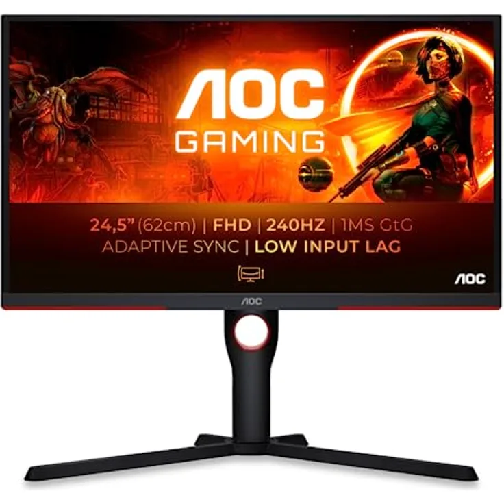 AOC Gaming 25G3ZM - 25 Zoll Full HD Monitor, 240 Hz, 0.5 ms MPRT, FreeSync Premium (1920x1080, HDMI, DisplayPort, USB Hub) schwarz/rot