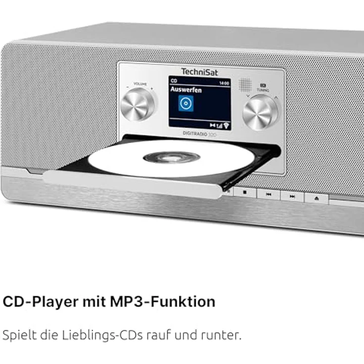 TechniSat DIGITRADIO 320 – Stereo Digitalradio mit DAB+, UKW, CD-Player, Bluetooth, USB, 2x5W RMS, TFT-Farbdisplay, Wecker und Sleeptimer, Silber – Bild 4