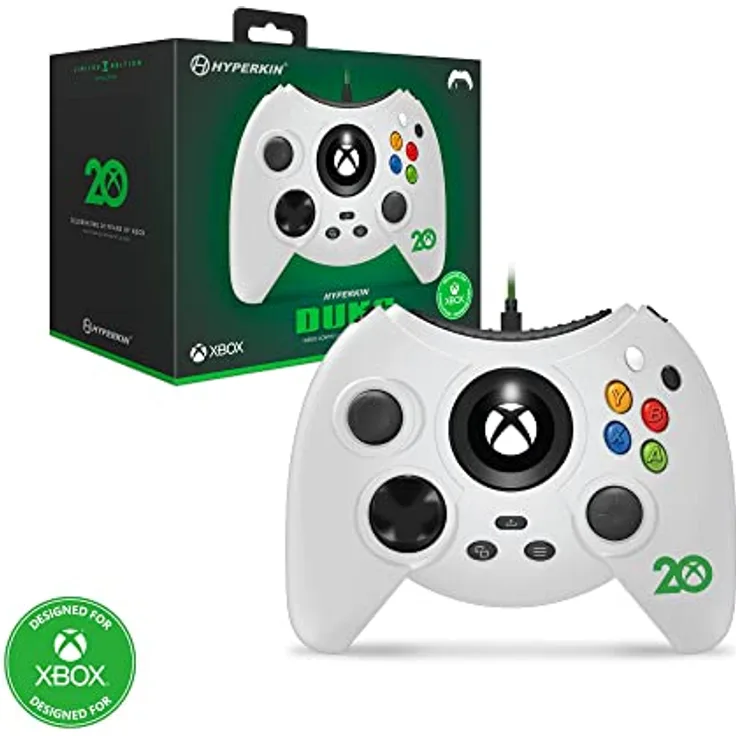 Hyperkin Duke Wired Controller, Gaming Controller mit Share-Taste und Type-C-Anschluss, Weiss