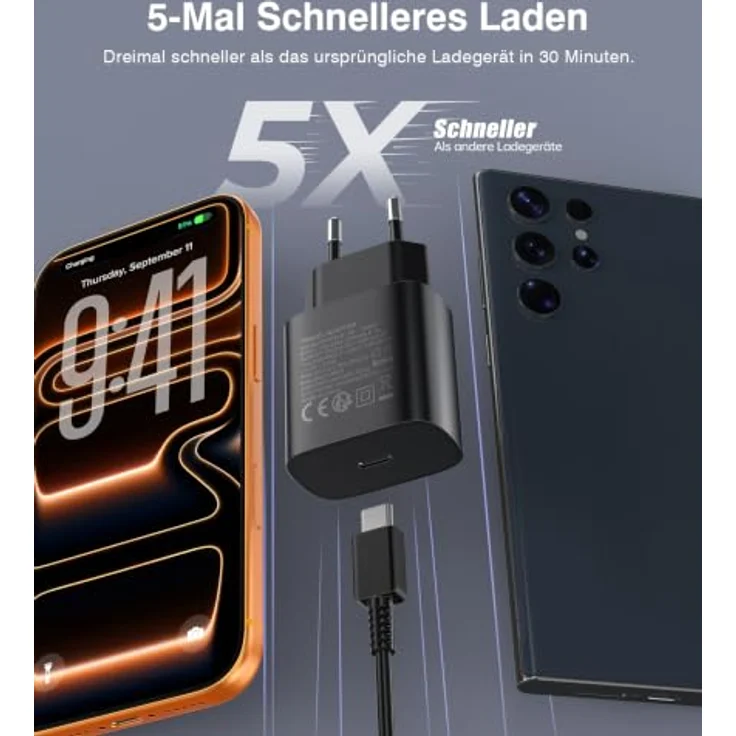 ANYKON 2er-Pack 25W USB C Ladegerät mit 1.8m Schnellladekabel, PD 3.0 Ladestecker für Samsung Galaxy S26/S25/S24/S23/S22/S21 Ultra und iPhone 17/16/15 Pro Max – Bild 2