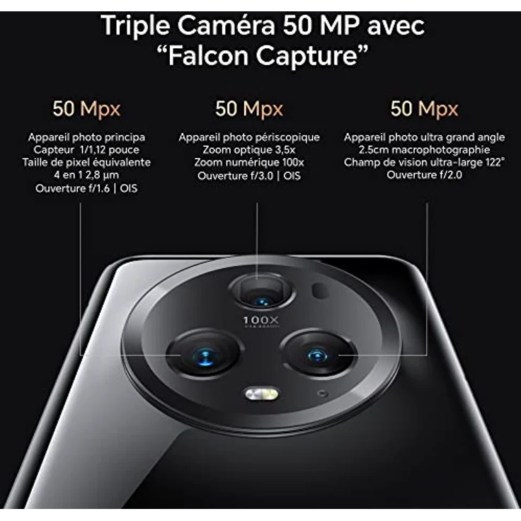 Honor Smartphone Magic5 Pro 5G, 12 + 512 GB, Snapdragon 8 Gen 2, Display von 17,3 cm (6,81 Zoll) mit 120 Hz HDR Quad Curved, KI-Dreifachkamera mit 50 MP, riesiger 5100-mAh-Akku, Schwarz – Bild 3