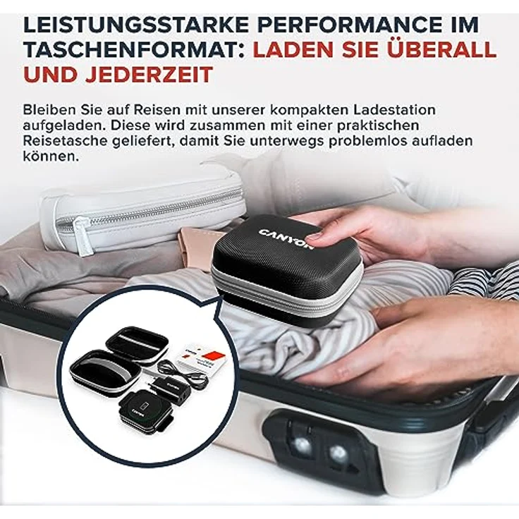 CANYON Faltbar 3 in 1 Ladestation Apple Watch und iPhone Airpods mit Reisetasche Wireless Charger 3 in 1 für iPhone 14/13/12/11/XR/XS/X/8 Apple iWatch 8/6/5/4/3/2/SE/Airpods Pro/3/2 Reiseladegerät, Schwarz – Bild 3