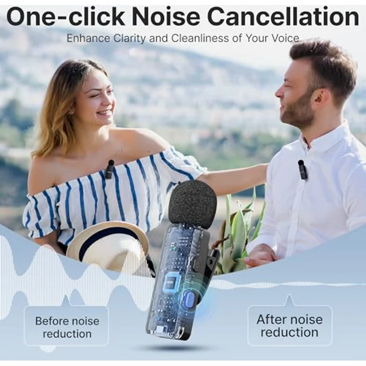 Boya BY-V4U Kabelloses Lavalier-Mikrofon, 360° drehbarer Clip, Geräuschunterdrückung, 18 Stunden Akkulaufzeit, für iPhone 15 und Android Typ C – Bild 4