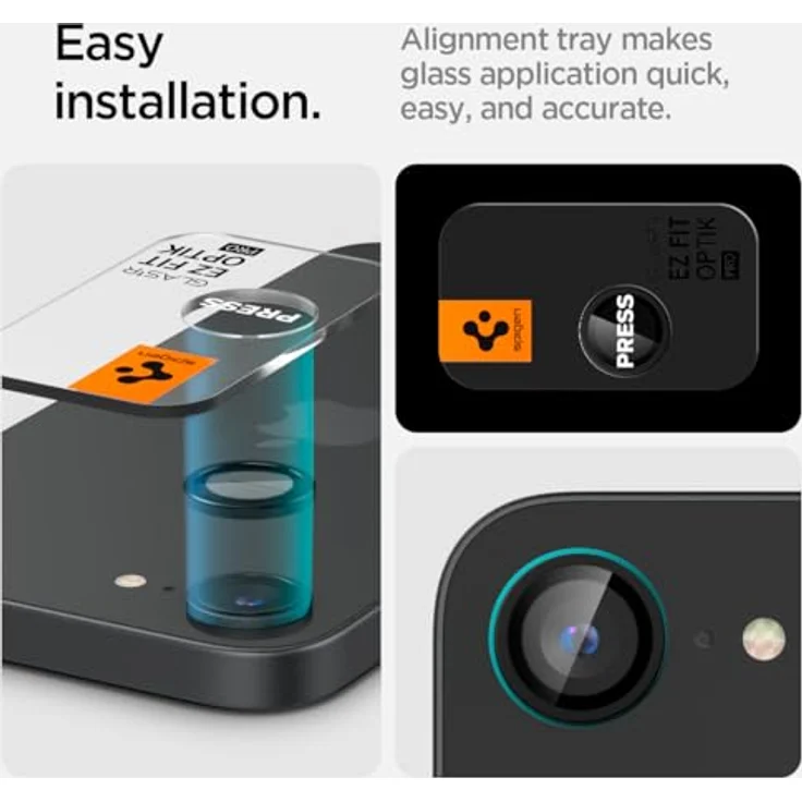 Spigen Glas.tR EZ Fit Optik Pro Kameraschutz für iPhone 16e, 2 Stück, Schwarz, Individuelle Kameraprotektion, Anti-Kratzer, 9H Härte Folie – Bild 4