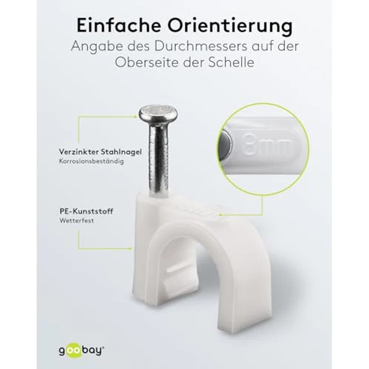 Goobay 17080 Kabelschelle für Kabel mit Kabeldurchmesser bis max. 8,0 mm weiß (100 Stück) - Preisvergleich – Bild 4