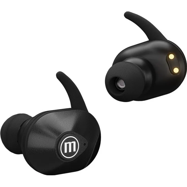MAXELL MINI DUO Kabellose In-Ear-Kopfhörer mit Ladetasche Schwarz, IPX5 Wasserresistenz, Bluetooth 5.0, Akkulaufzeit bis zu 20 Stunden