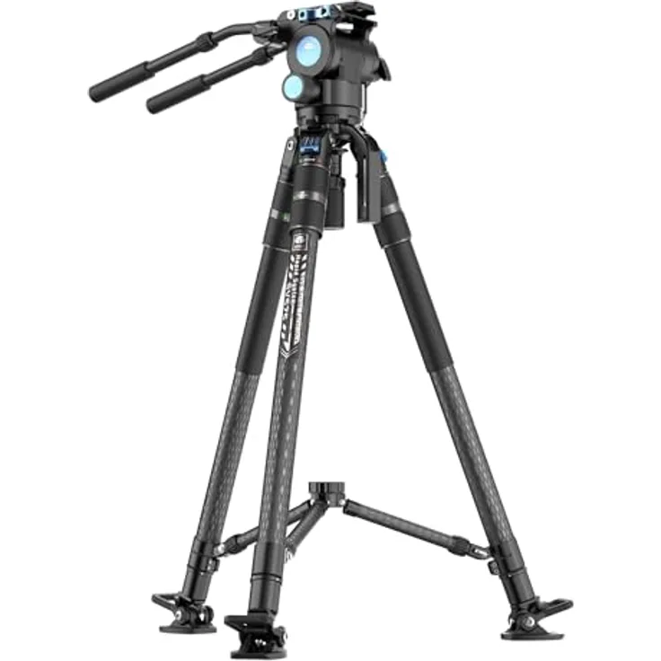SIRUI SVS75 Rapid System Videostativ, Carbonfaser Stativ mit SVH15 Fluidkopf,  Ein-Schritt-Höhenverstellung, Mittelspinne, Dual-Mode QR Platte, 25kg Belastbarkeit