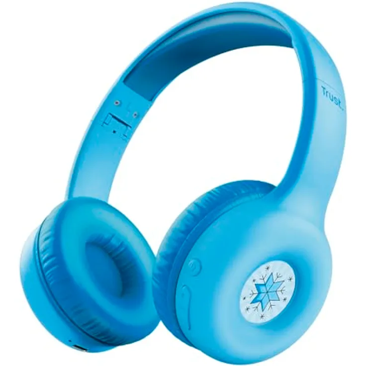 Trust Nouna Bluetooth Kopfhörer Kinder mit Lautstärkenbegrenzer (85dB) für Kinderen ab 4 Jahre, On Ear Faltbares Headset mit Mikrofon, 15 Stunden Spielzeit, Kinder Kopfhörer Kabellos, Blau