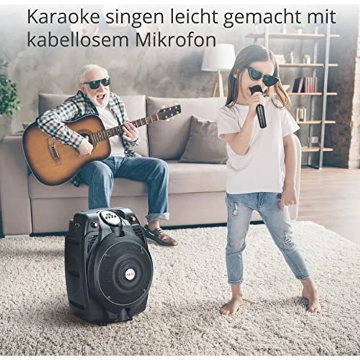 Akai SS02222A-X6, Tragbarer Aktivlautsprecher mit 30 W RMS, Bluetooth, USB/SD-Kartenleser, Mikrofon, schwarz – Bild 5