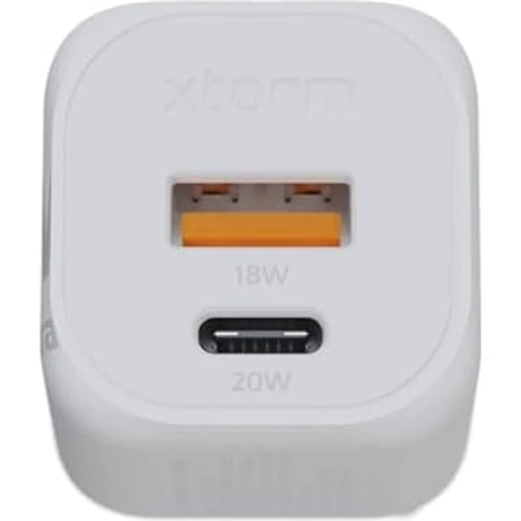 Xtorm 20W GaN2 Ultra Power Adapter, GaN-Technologie, USB-C und USB-A, Power Delivery, GRS recyceltes Plastik - Weiß – Bild 4