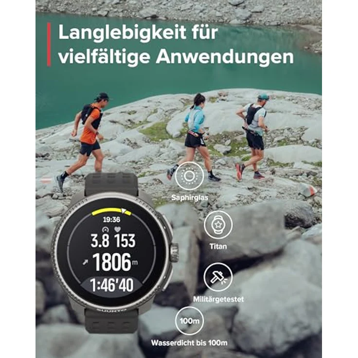 SUUNTO Race Sportuhr - Outdoor Smartwatch, 1,43" Helles AMOLED Display mit Saphirglas, Bequeme Uhrenkrone & Tasten Bedienung, Präzise Zweifrequenz GPS, Lange Akkulaufzeit, 100m Wasserdicht – Bild 4