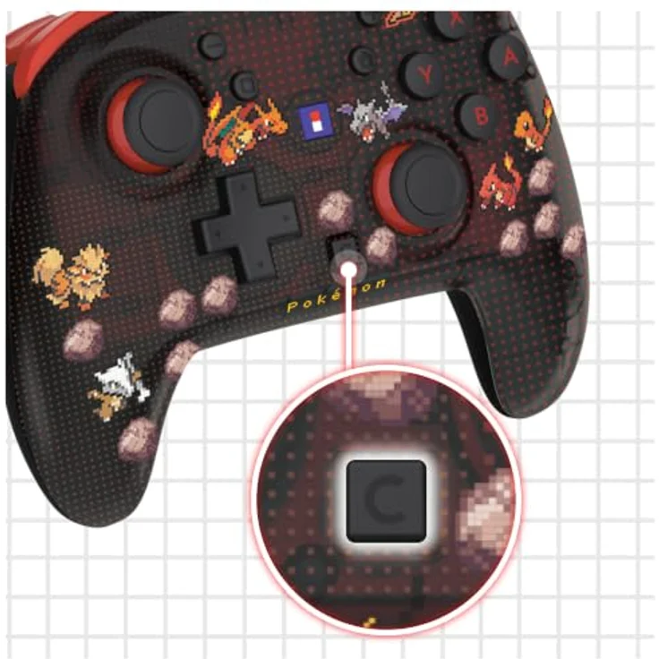 HORI PAD Turbo Wireless Controller - Pokémon Pixel Red - Ergonomischer Controller mit TMR-Sticks, Gyro-Sensoren und programmierbaren Rücktasten für Nintendo Switch 2 – Bild 7