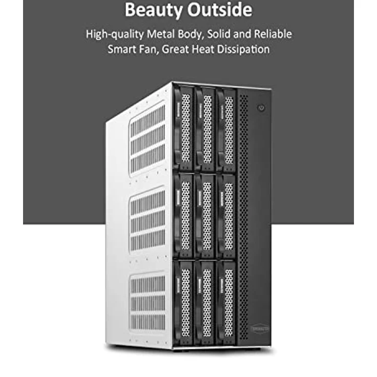 TERRAMASTER T9-450 9Bay NAS Storage - Hochgeschwindigkeits-Network Attached Storage mit Quad-Core CPU, 8GB DDR4, Zwei SFP+ 10GbE Schnittstellen, Netzwerkspeicherserver (ohne Festplatte) – Bild 2