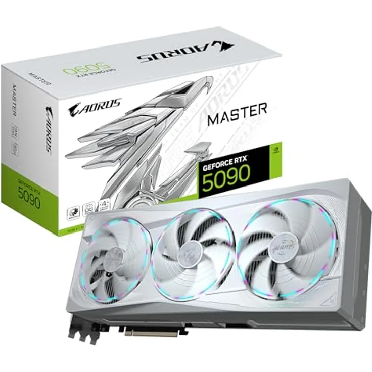 Gigabyte AORUS GeForce RTX 5090 Master Ice 32G Grafikkarte - 32 GB GDDR7, 512 Bit, 2655MHz Kernfrequenz, NVIDIA DLSS 4, blau