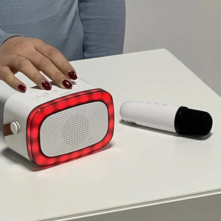 Trevi XR 8A01, Miniparty Karaoke Lautsprecher mit 10 W RMS, Bluetooth, Akkubetrieb, Weiss, USB-C und MicroSD-Unterstützung – Bild 2