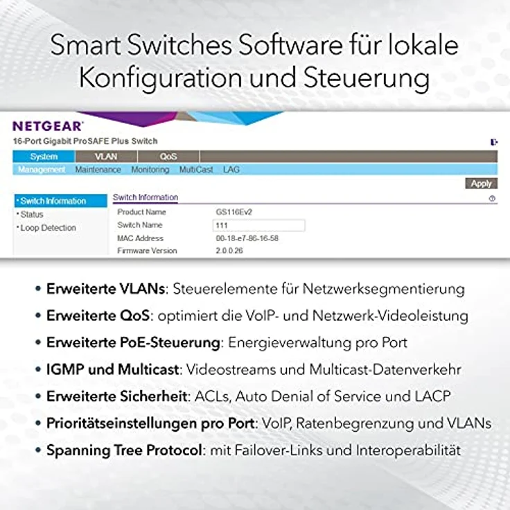 Netgear GS752TPP 52-Port Gigabit Ethernet LAN PoE Switch Smart Managed Pro (mit 48x PoE+ 760W, 4x 1G-SFP, Desktop- oder Rack-Montage mit ProSAFE Lifetime-) schwarz – Bild 3