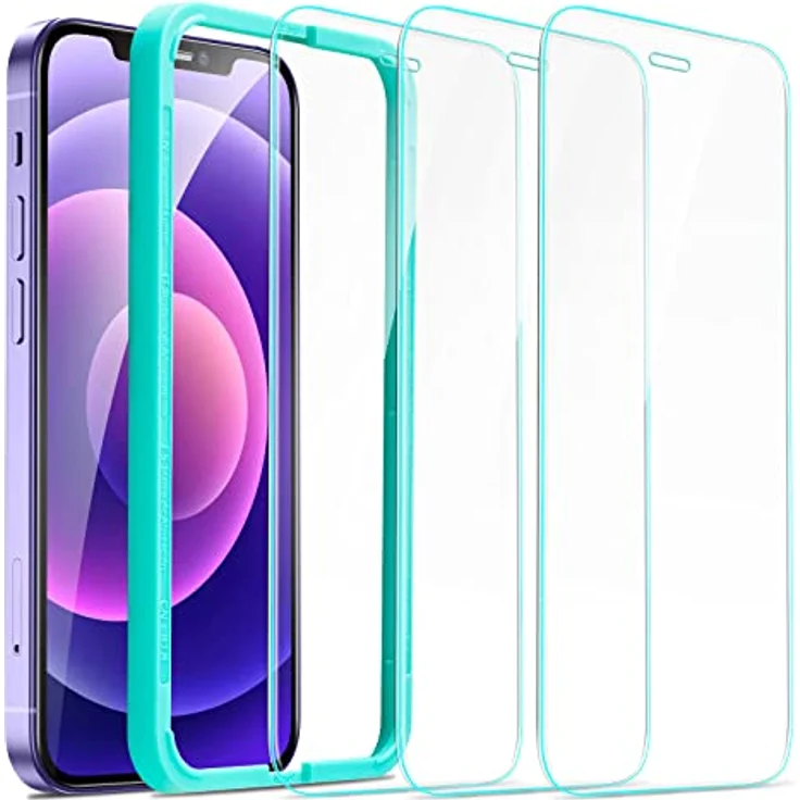 ESR Panzerglas Displayschutzfolie für iPhone 12/iPhone 12 Pro, 3 Stück, gehärtete Glasfolie, 10H Härte, HD klar, kratzfest, mit einfacher Anbringung. – Bild 1